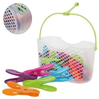 wasknijpermandje 2shop met 30 kleurrijke wasknijpers