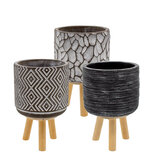 Decoratieve kleine ceramieken planten pot, in 3 verschillende designs.