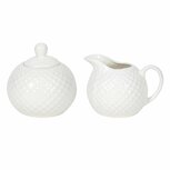 Porseleinen Melkkan en Suikerpot met Diamond Motief Wit