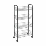 Metaltex Ascona Trolly met Wielen + 4 Manden 41x23x84 cm Mat Zwart/Metaal