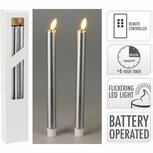 LED Dinerkaarsen 25 cm Warm Wit Zilver 2 Stuks
