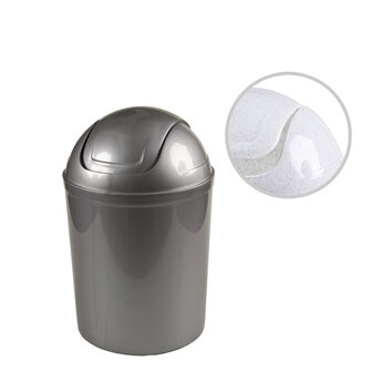 Afvalemmer met scharnierend swingdeksel, 5 liter, d = 19 cm, H = 30 cm,