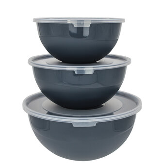Kommenset met deksel, 2 + 3 + 5 liter, donkergrijs, polypropyleen