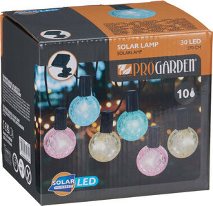 Pro Garden Gekleurde Solar Feestverlichting 10 Kristalachtige Lampen 2.7 Meter Lichtsnoer op Zonne-energie