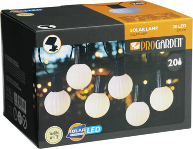 Pro Garden Solar LED Lichtslinger 20 Warm Witte Lampen 5,7 Meter Buitenverlichting op Zonne-energie