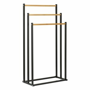 Bathroom Solutions Handdoekrek 45x23x85 cm Metaal/Bamboe/Zwart