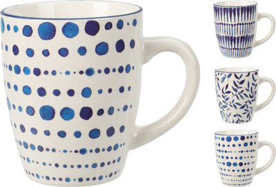 Beker New Bone Porselijn Wit/Blauw 10x8x9cm