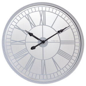NeXtime NE-3255WI Spiegelklok - 43cm - Stille Wandklok - Landelijk - Wit - - "Cleopatra"