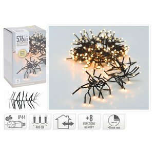 Cluster LED-Verlichting 576 LED's 400 cm Warm Wit Zwart