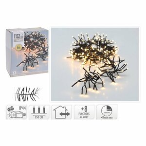 Cluster LED-Verlichting 1152 LED's 840 cm Warm Wit Zwart