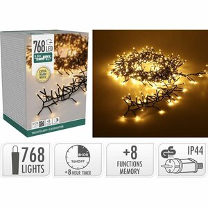 Cluster LED-Verlichting 768 LED's 990 cm Extra Warm Wit Zwart