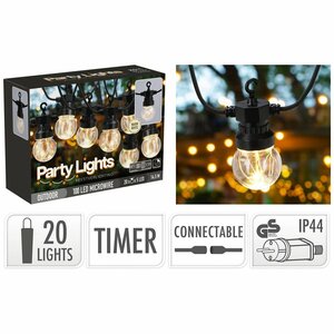 LED Feestverlichting 100 Micro LED's 20 Bulbs 1450 cm Warm Wit Zwart